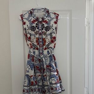 Floral Blue and White Midi Dress